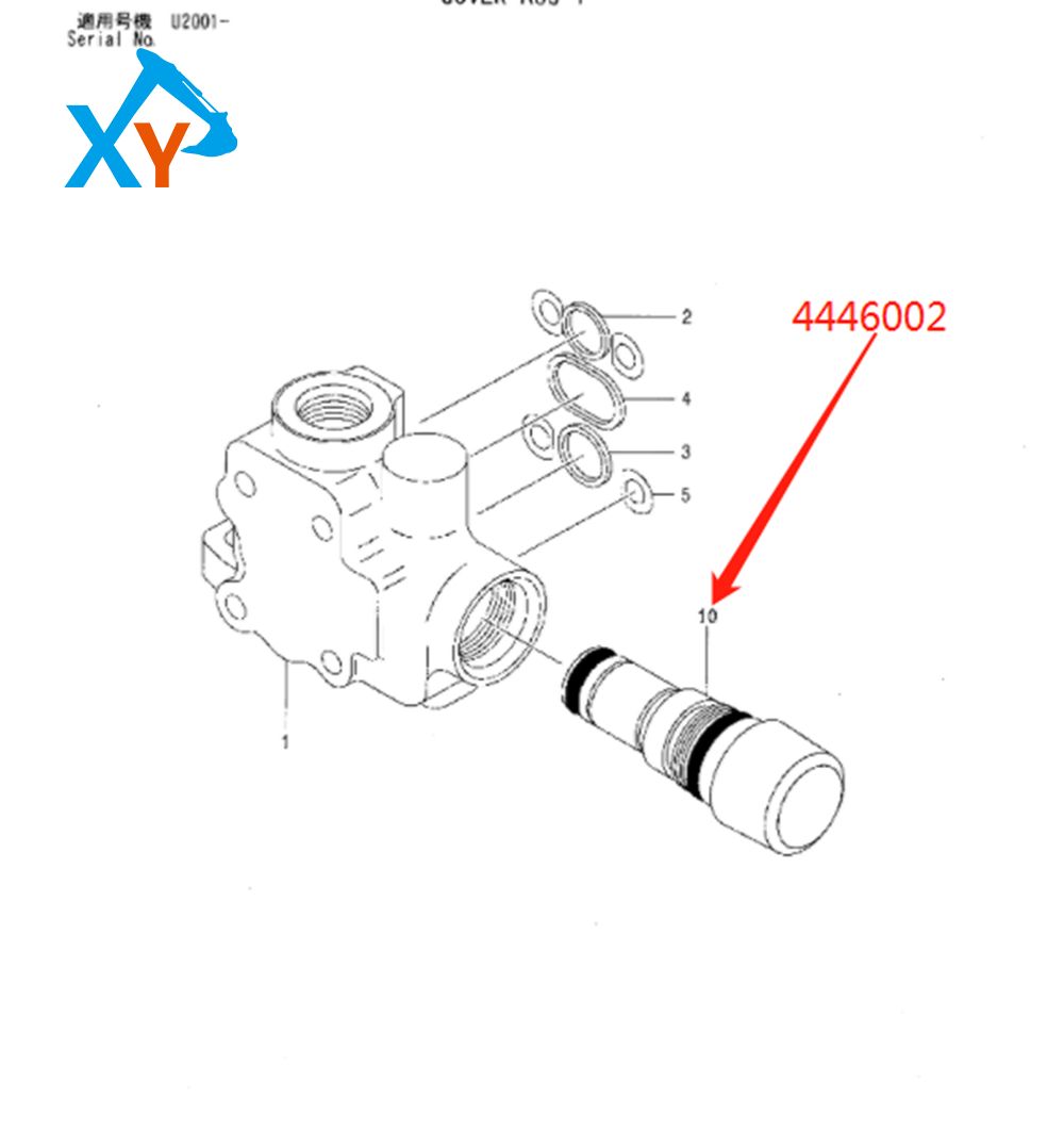 4446002 Hitachi genuine overflow valve for Hitachi ZX240-3 excavators.