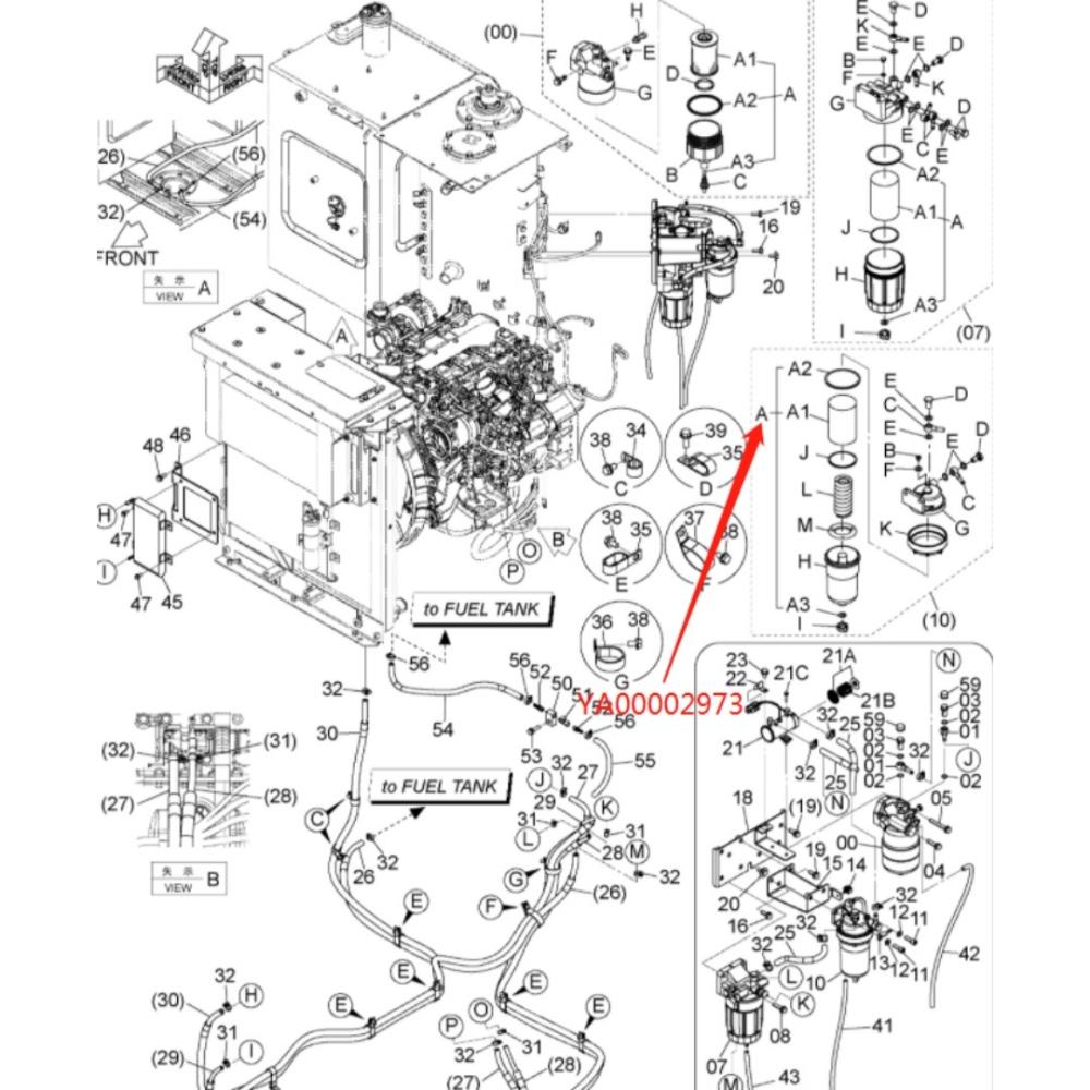 YA00002973 Excavator Engine Fuel Filter for Hitachi ZX180-5B