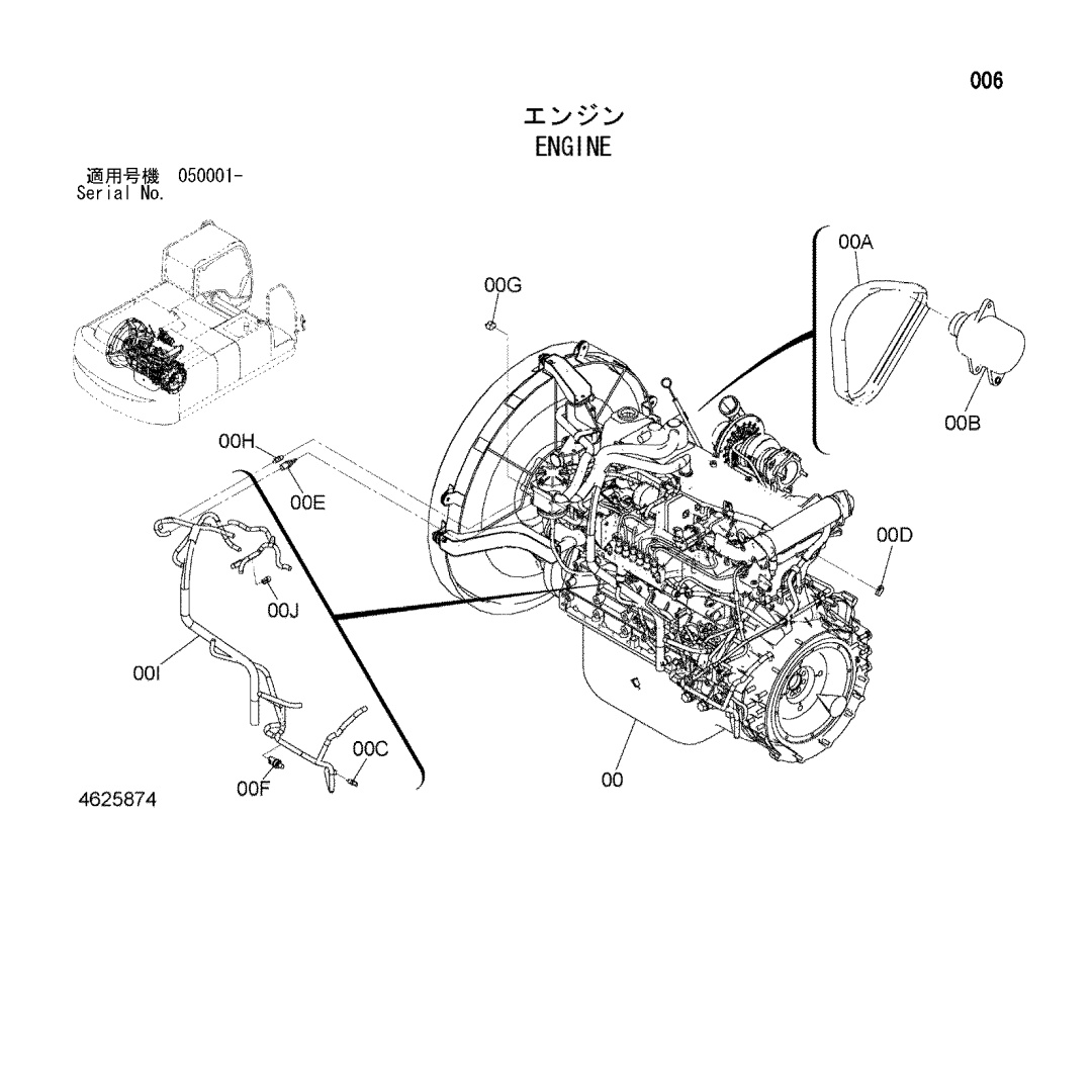 4625874 Original 6HK1 engine assembly for excavator ZX330-3