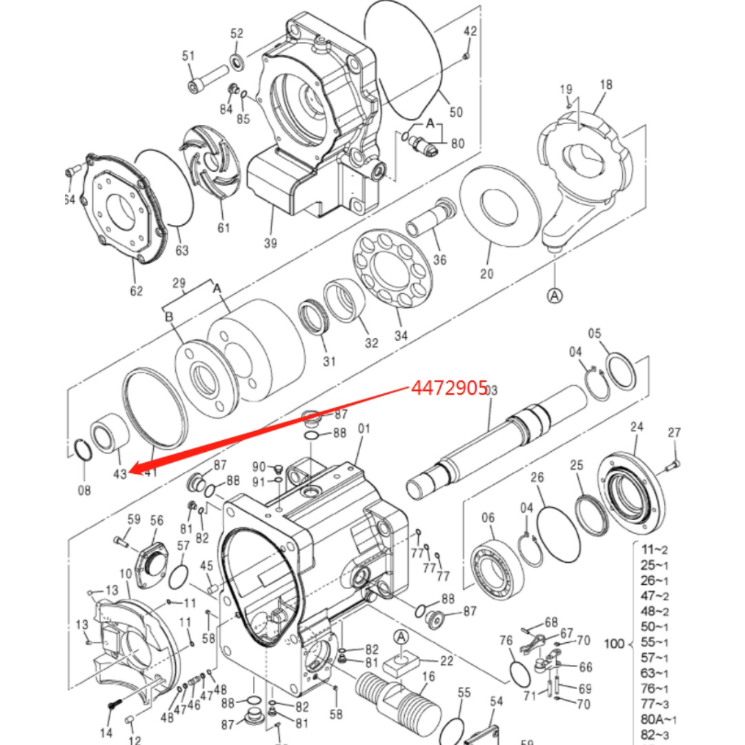 4472905 Original Excavator Needle Bearing for ZX870-5A