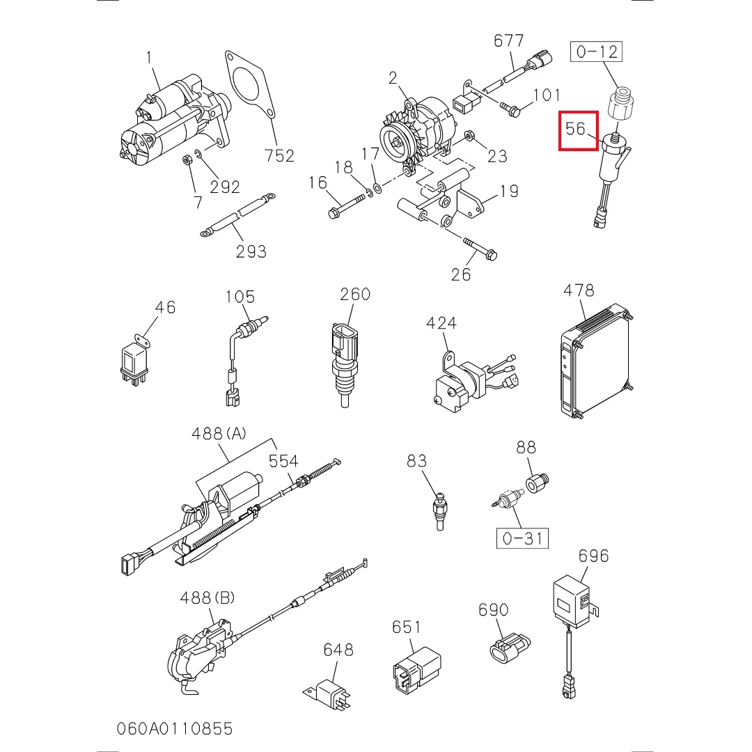 1824101701 Original Excavator OIL PRESSURE SWITCH for ISUZU 6HK1 Engine