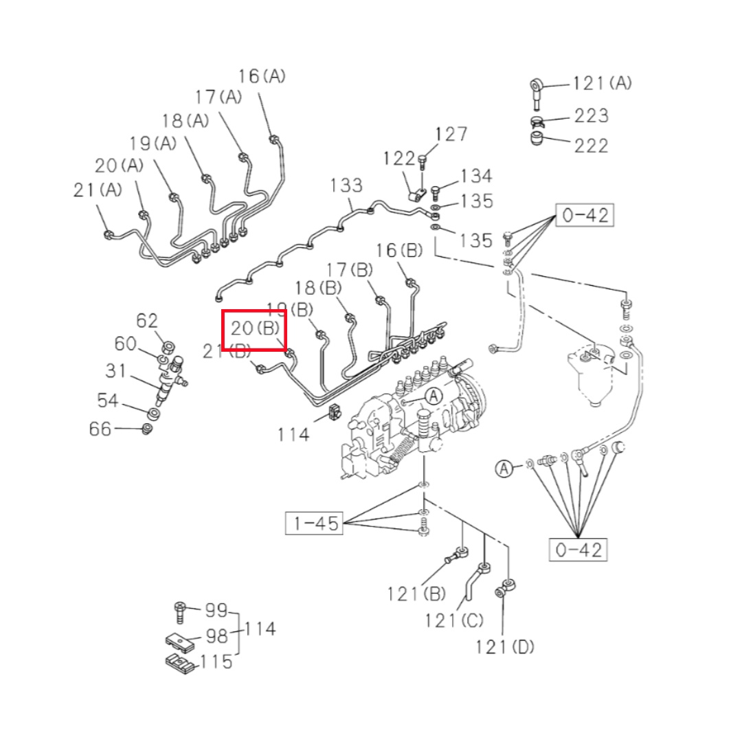 1154158512 Original Excavator Fuel Injection Pipe for ISUZU Engine 6BG1