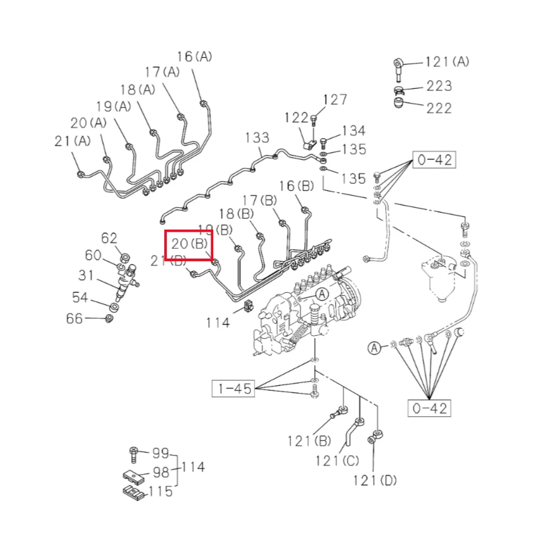 1154158512 Original Excavator Fuel Injection Pipe for ISUZU Engine 6BG1