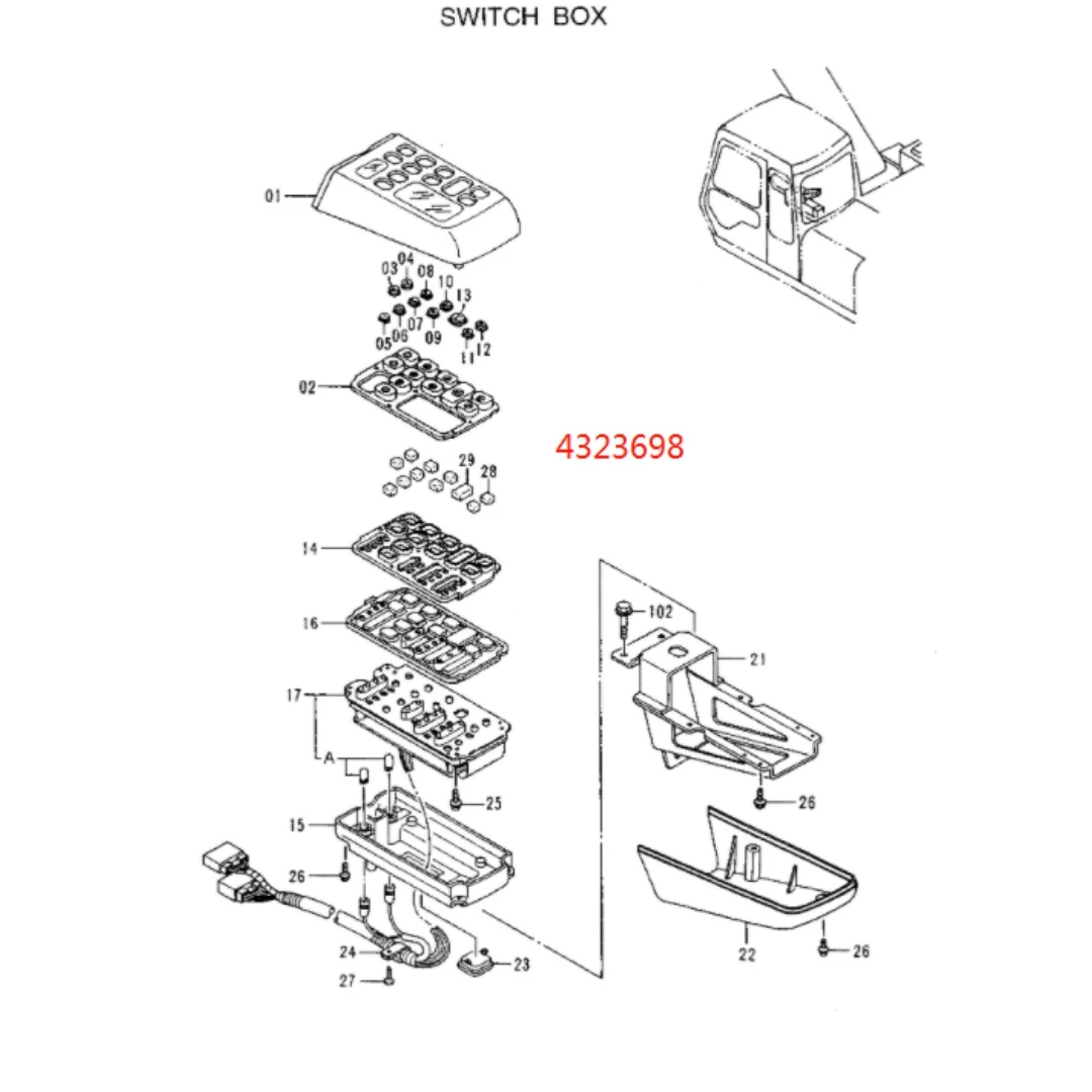 4323698 Original Excavator Switch Box for EX220-3