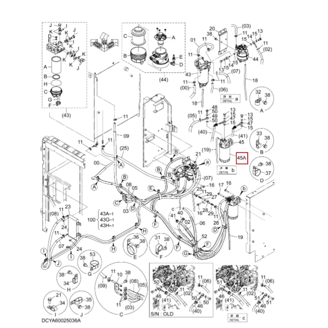 YA00033486 Excavator Fuel Filter for ZX330-5A