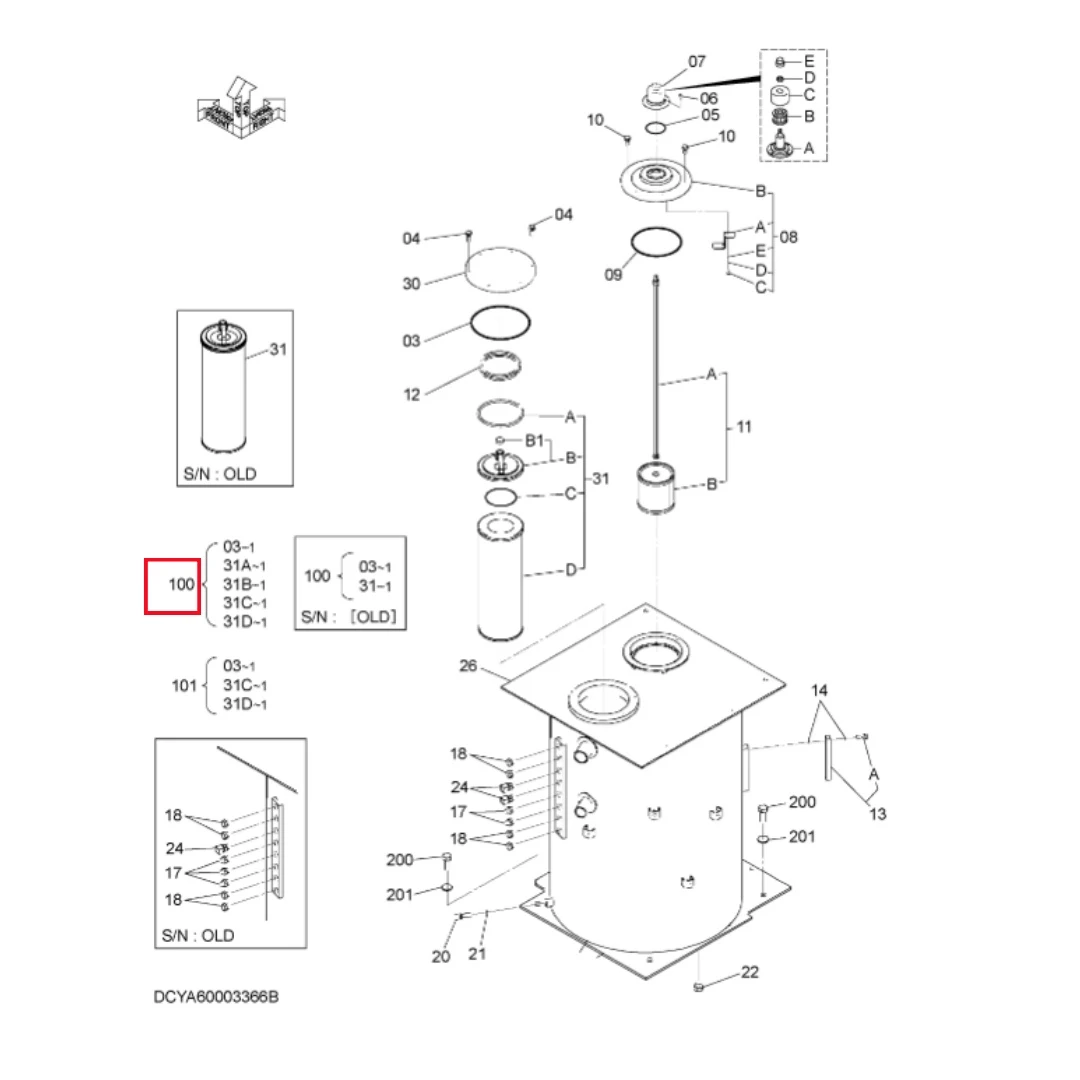 YA00033065 Excavator Filter element for ZX200-3