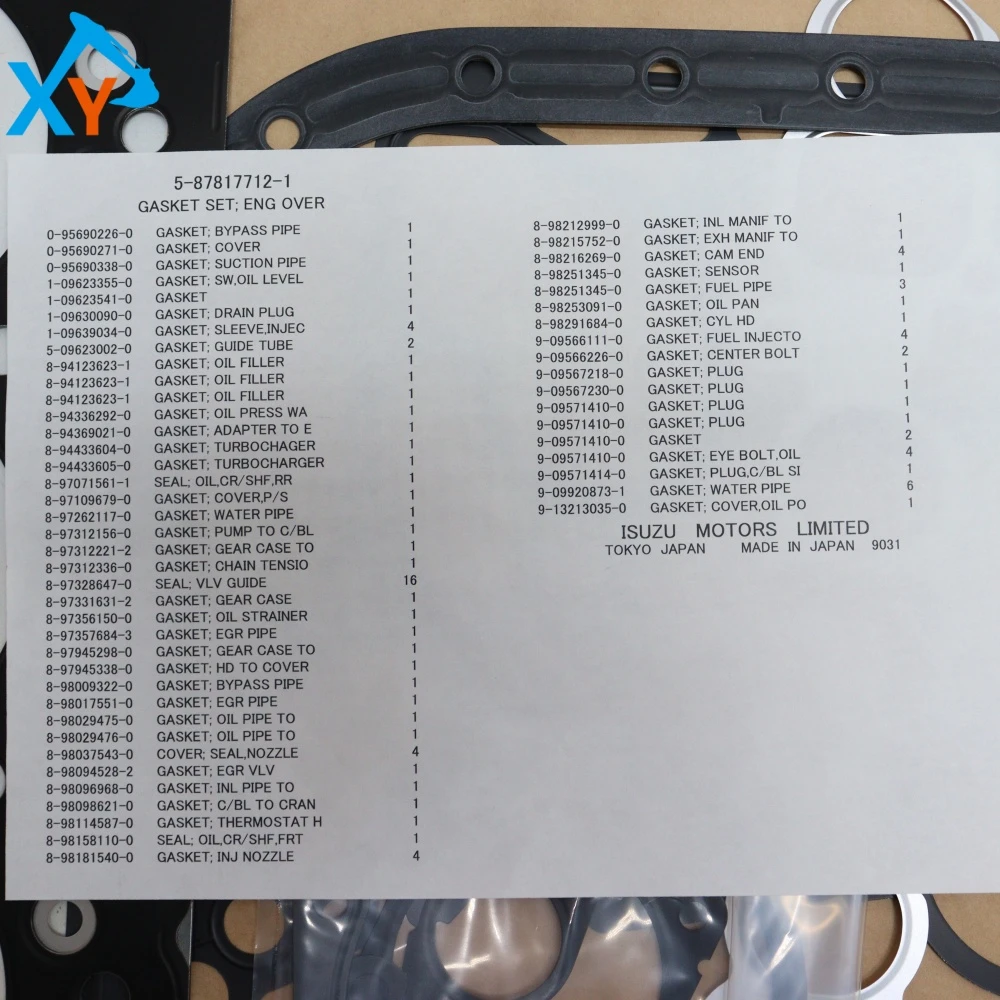 5878177121 Original Excavator Engine Repair Kit for ISUZU Engine 4JJ1