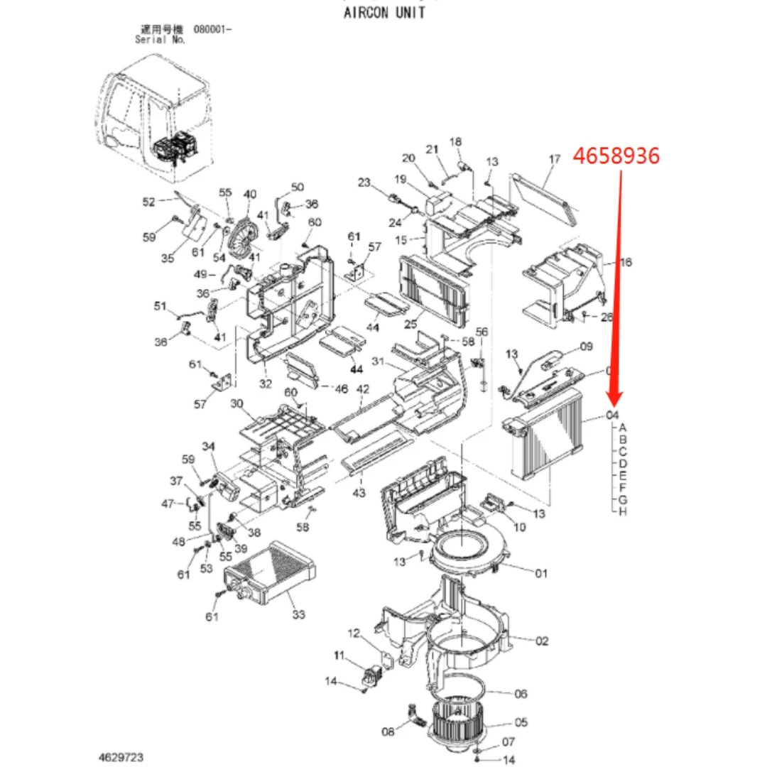 4658936 Original Excavator Evaporator for ZX200-3