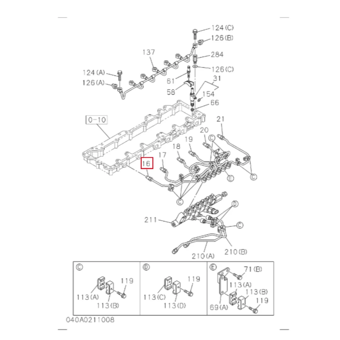 1154168421 Original Excavator Parts Fuel Injection Pipe for 6WG1