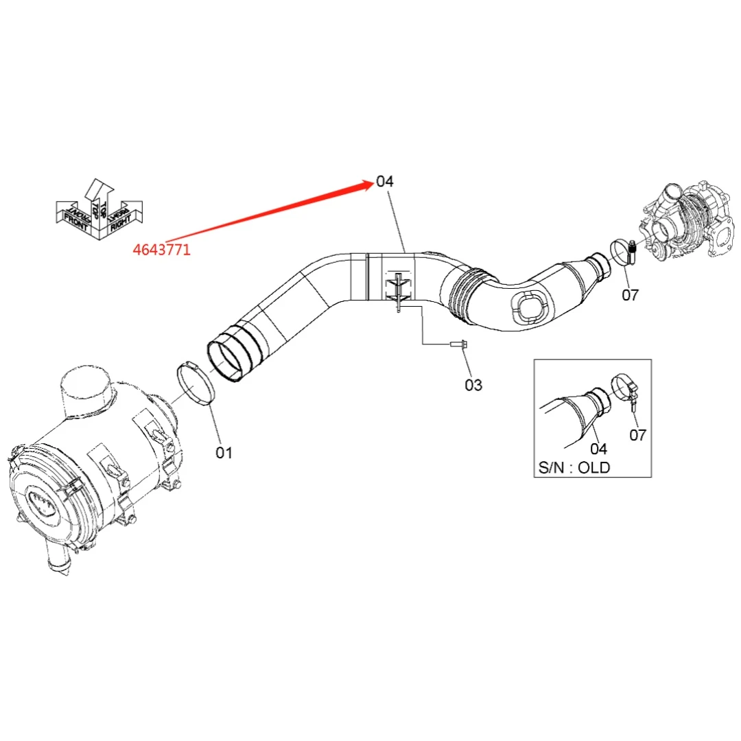 4643771 Original Excavator Air Duct for Hitachi ZX200-3