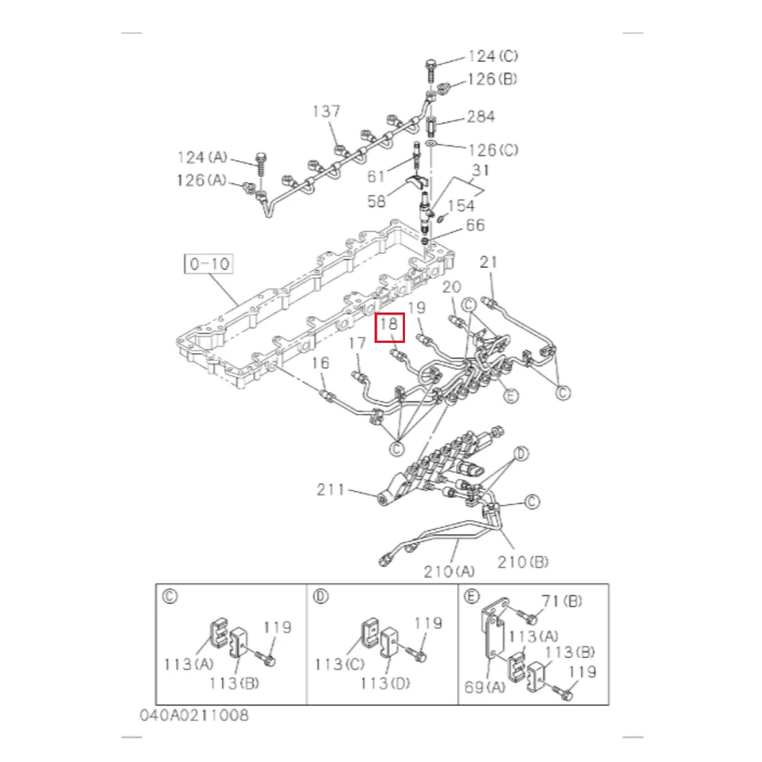 1154168441 Original Excavator Fuel Injection Pipe for 6WG1