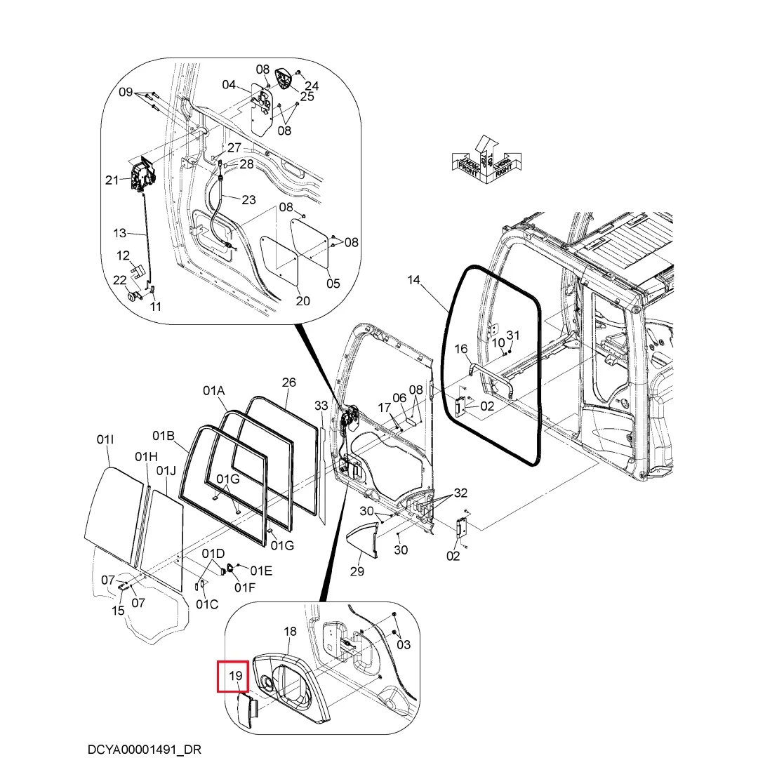 XB00000991 Original Excavator Door Handle for Hitachi ZX200-5G