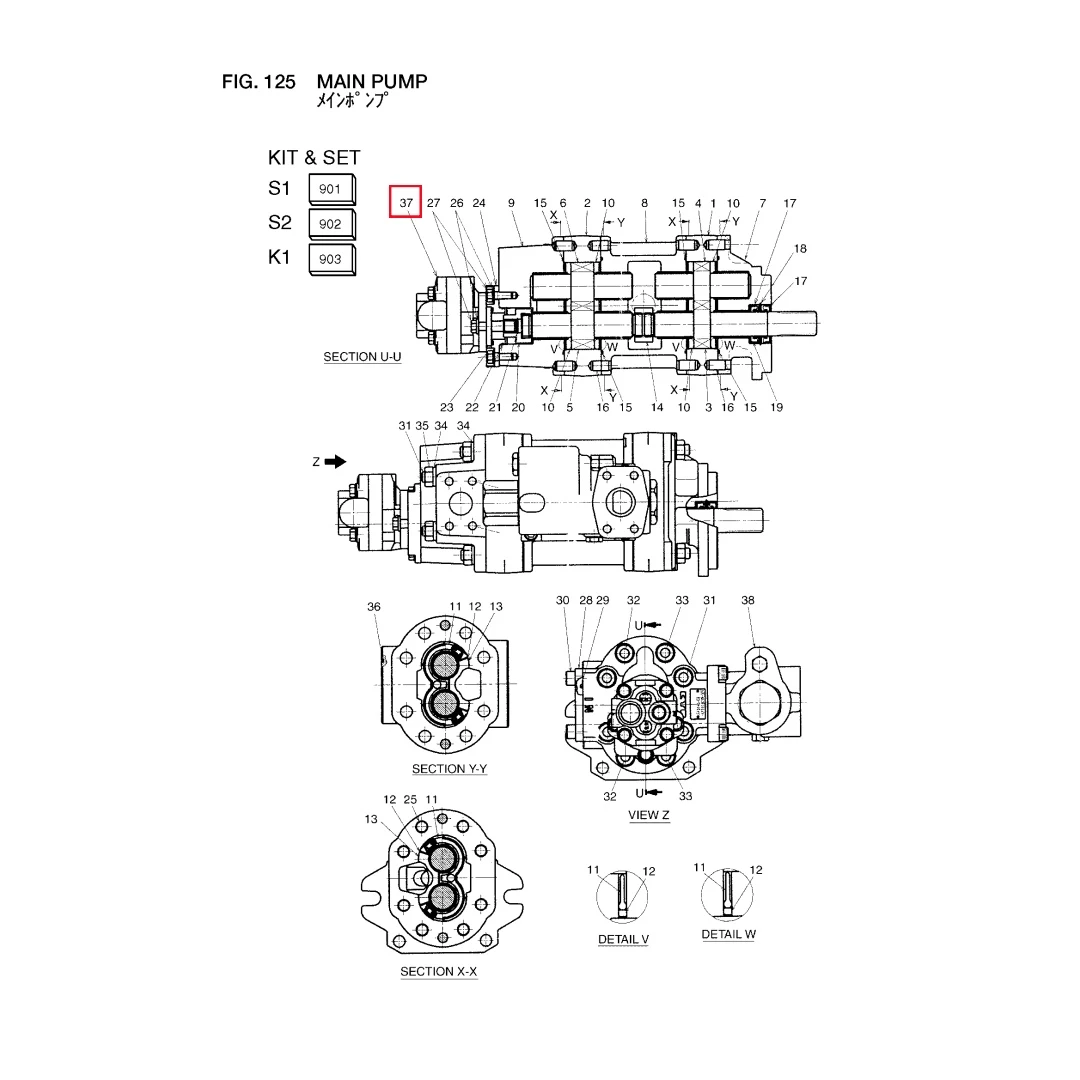 26757-17072 Original Loader Gear Pump for LX130-7
