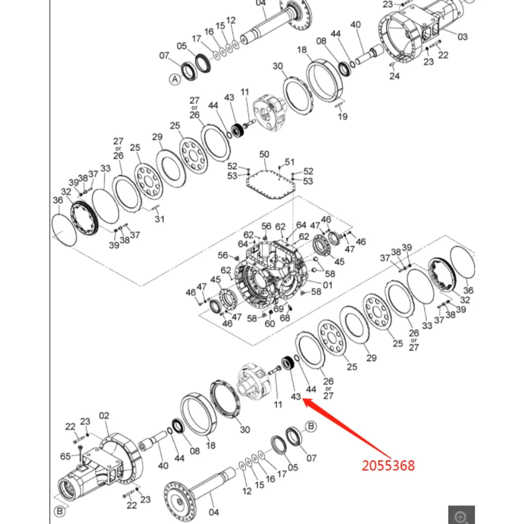 2055368 Original Loader Hub Gear Housing Axle for ZW250-5B