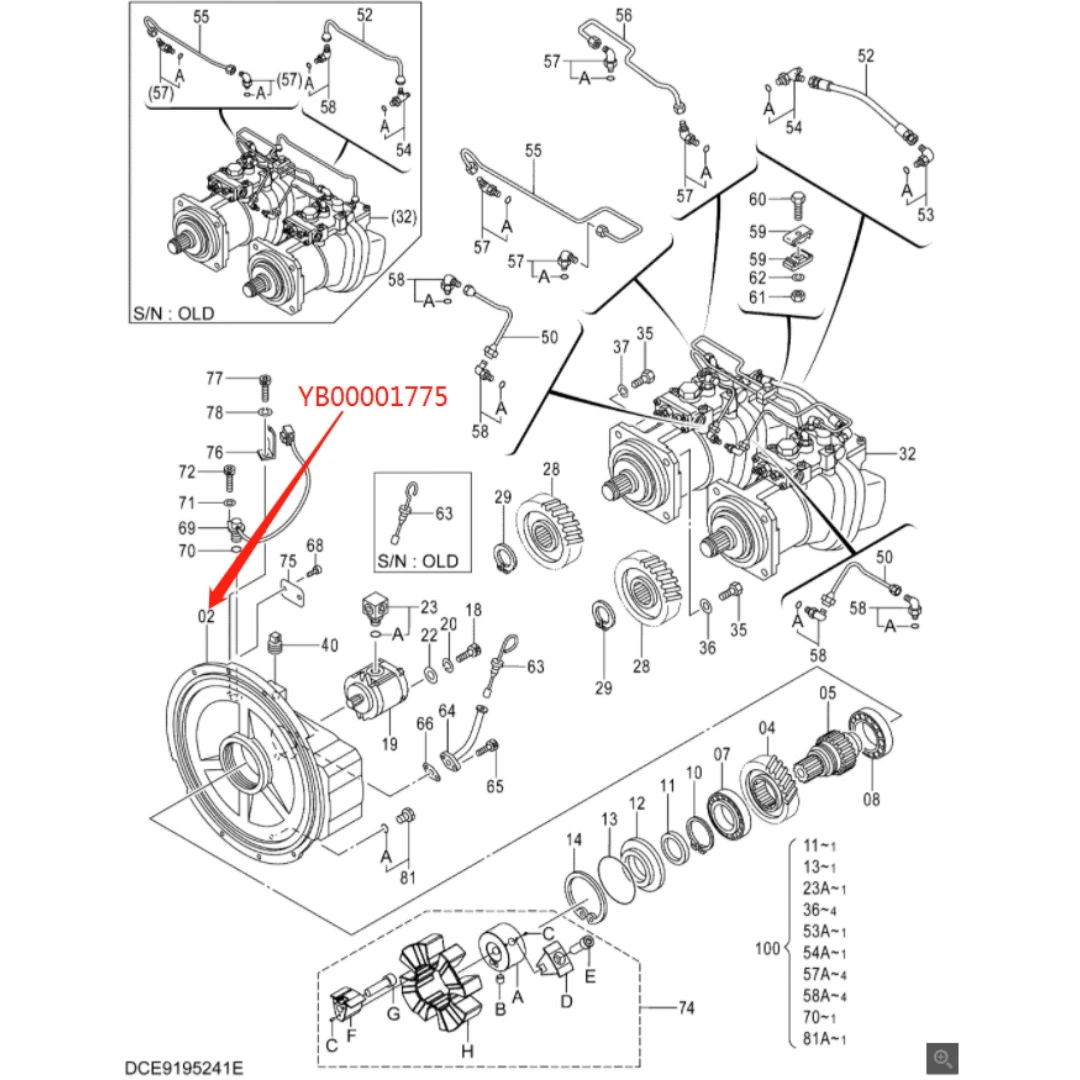 YB00001775 Original Excavator Hydraulic Main Pump Housing Gear for ZX330-5G