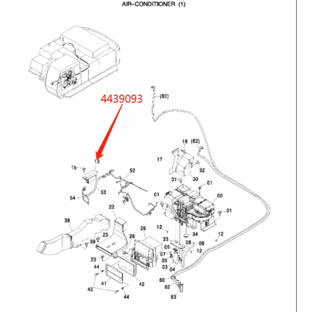 4439093 Excavator Air Conditioning Control Panel for ZX450