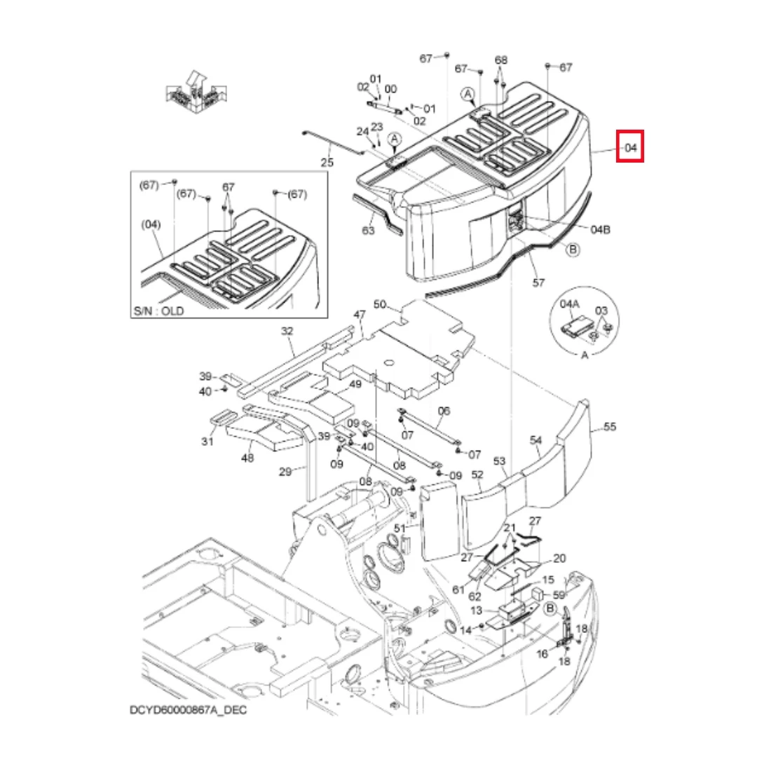YD40001580 Original Excavator Engine Cover for Hitachi ZX75US-5B
