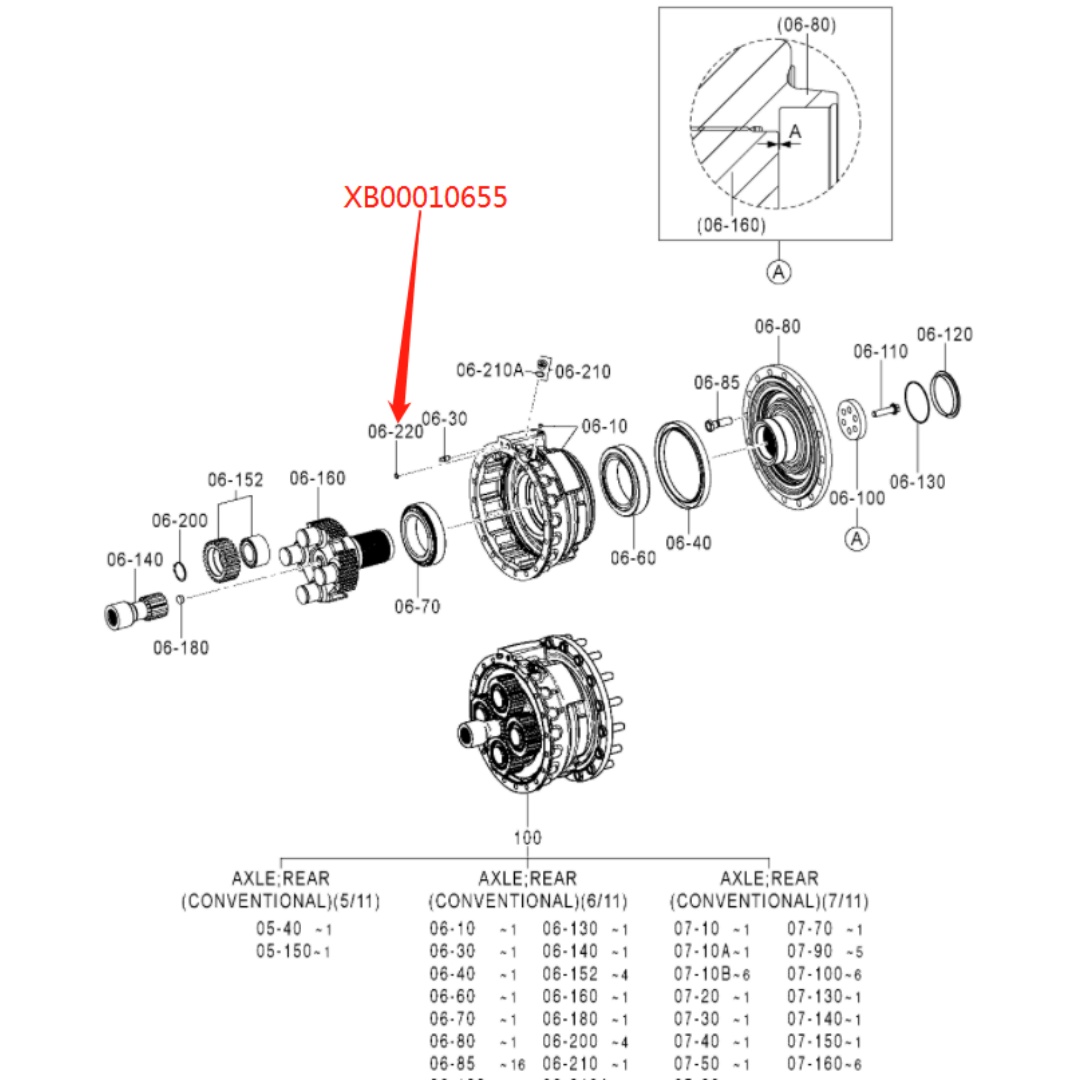 XB00010655 Original Excavator O-ring for ZW180-5A