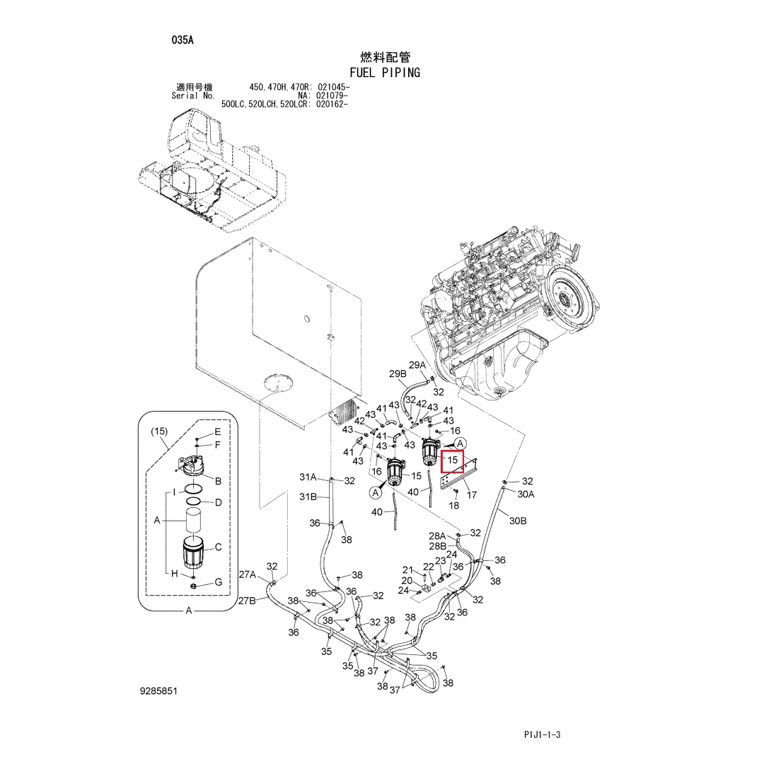 4679165 Hitachi Excavator Fuel Filter for ZX450-3