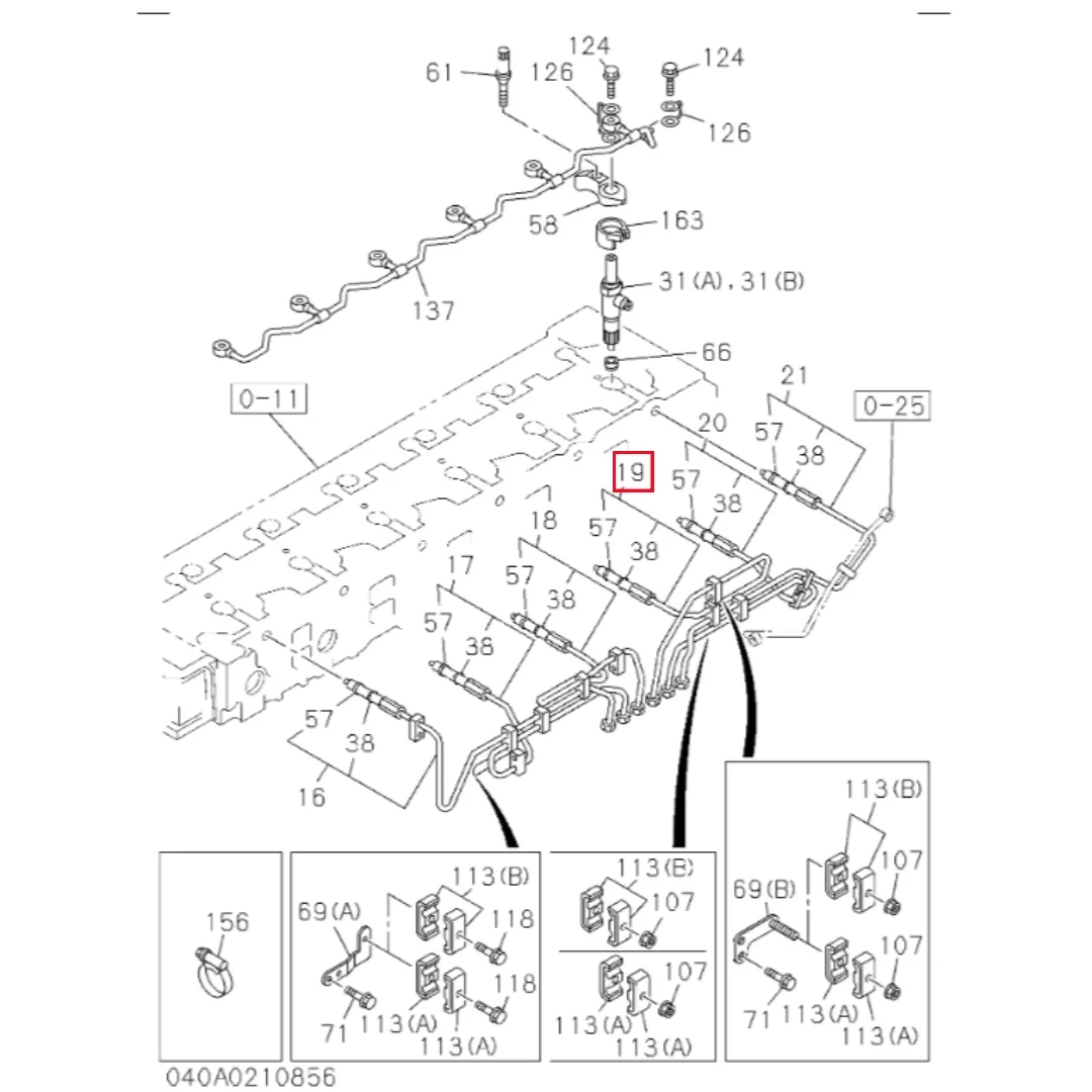 8975390860 Original 6WG1 Engine Parts No. 4 Fuel Injection Pipe