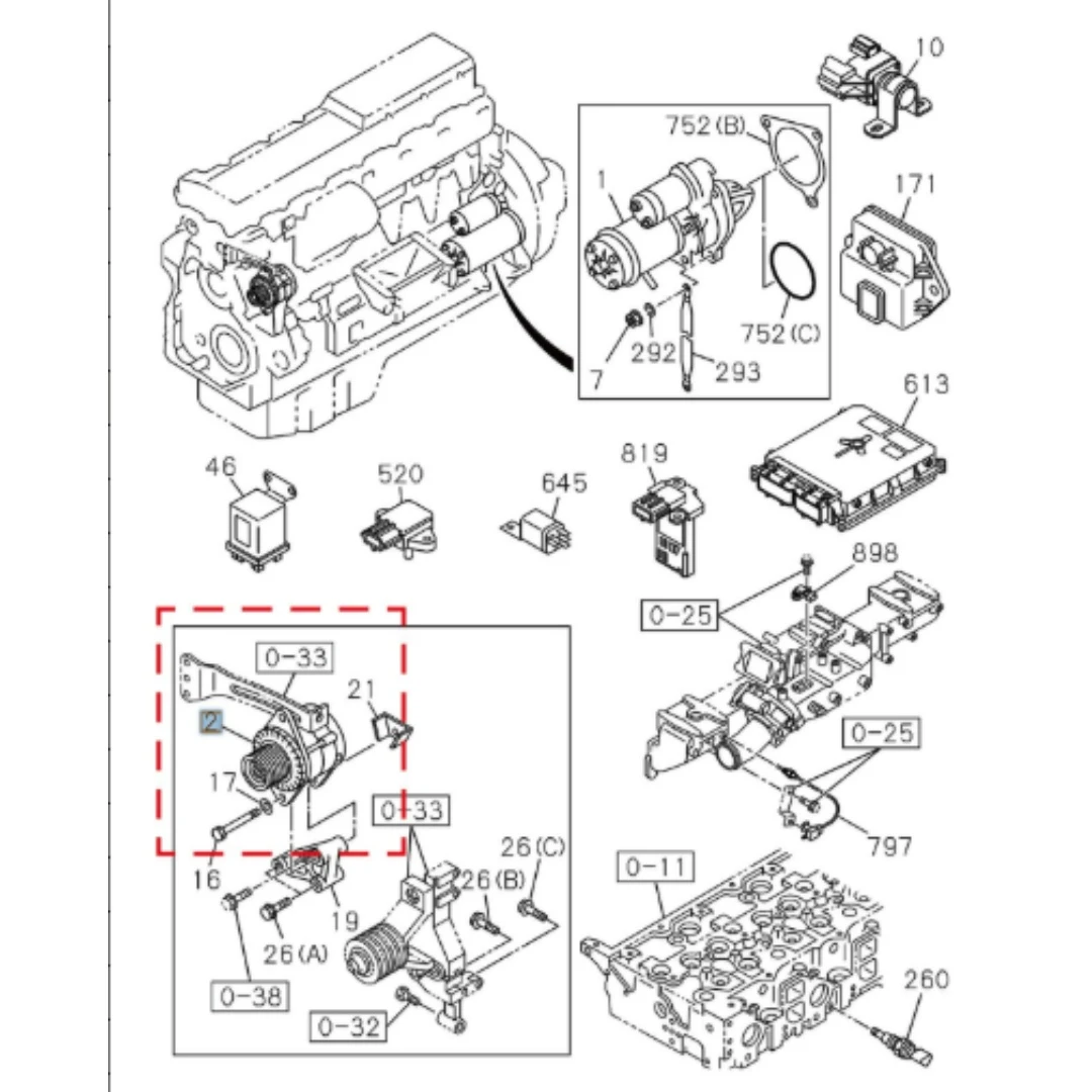 1876182840 Original 6HK1 Engine Part Alternator Asm