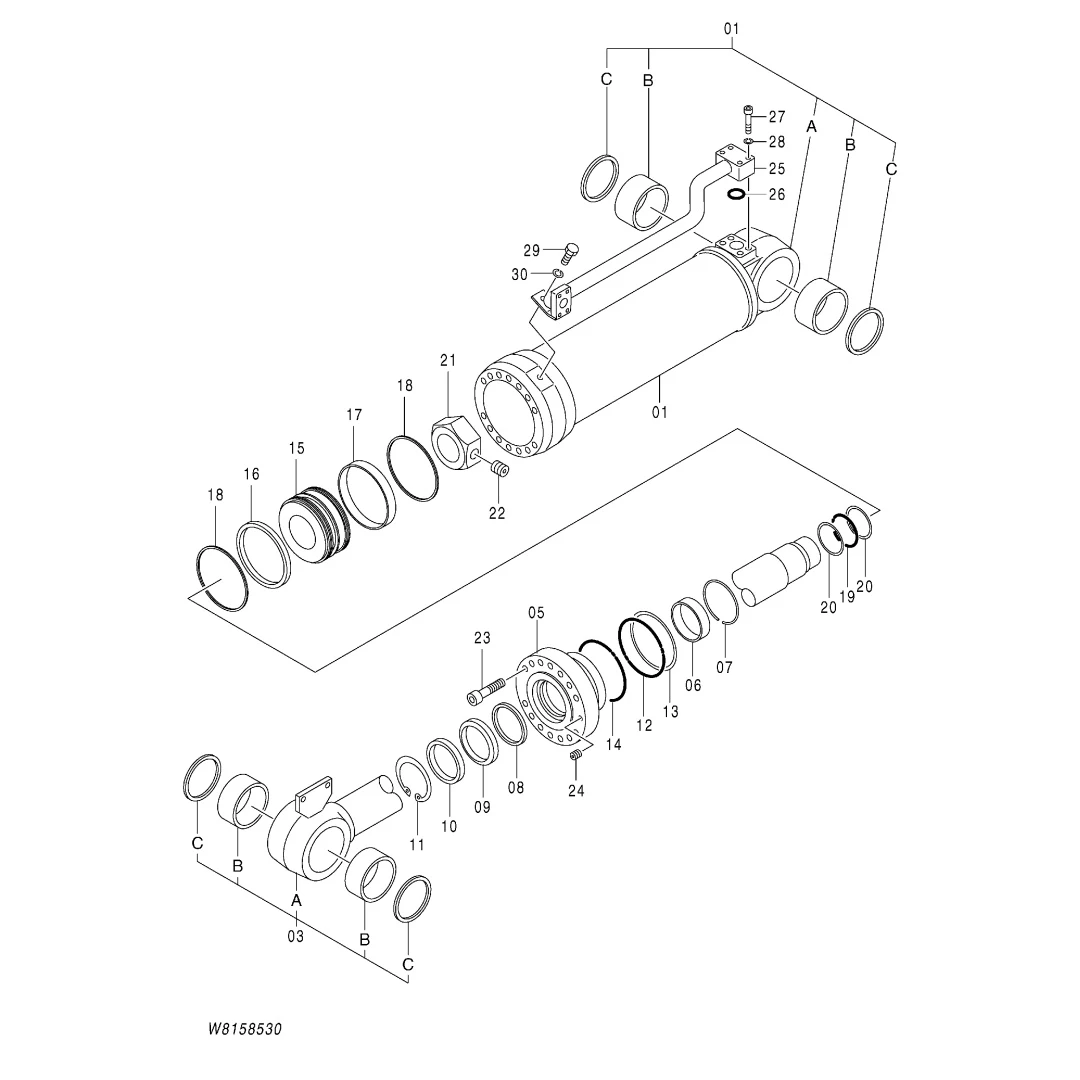 263F8-57161 Original Loader Boom Cylinder Seal Kit  for Hitachi ZW180