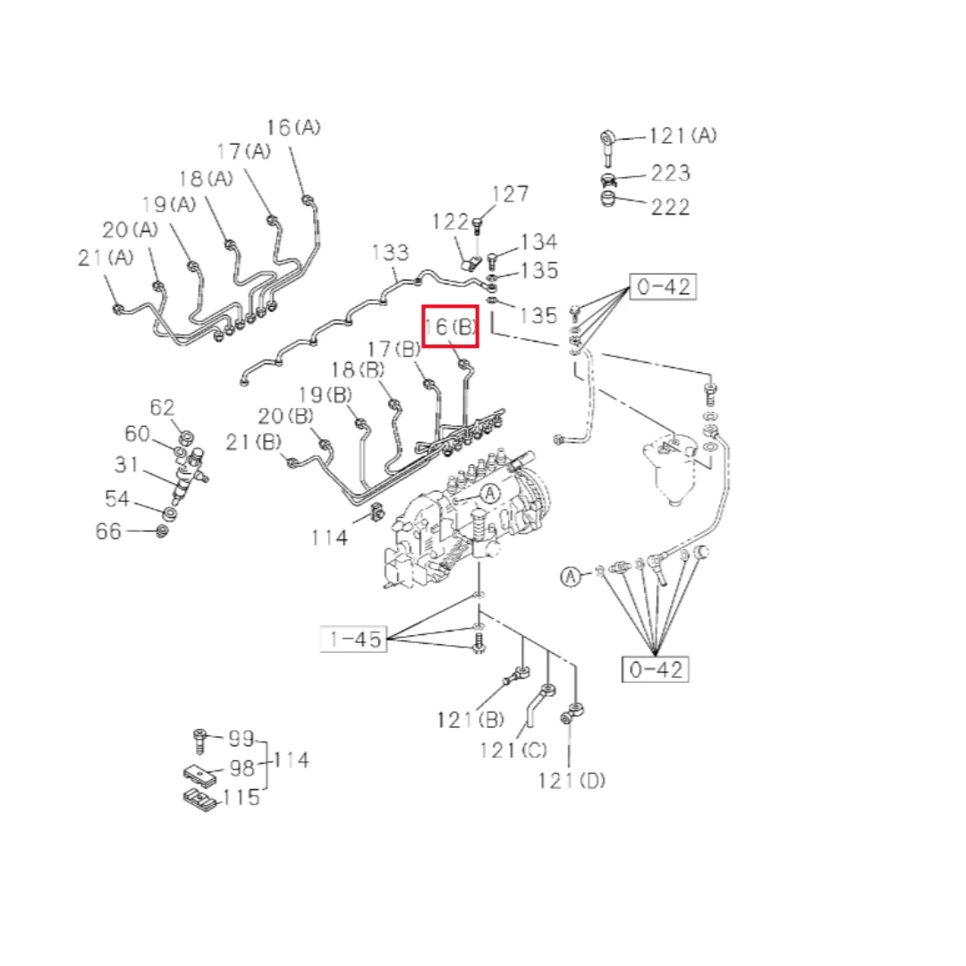 1154158471 Excavator ISUZU 6BG1 Engine INJECTION PIPE for ZX200  ﻿