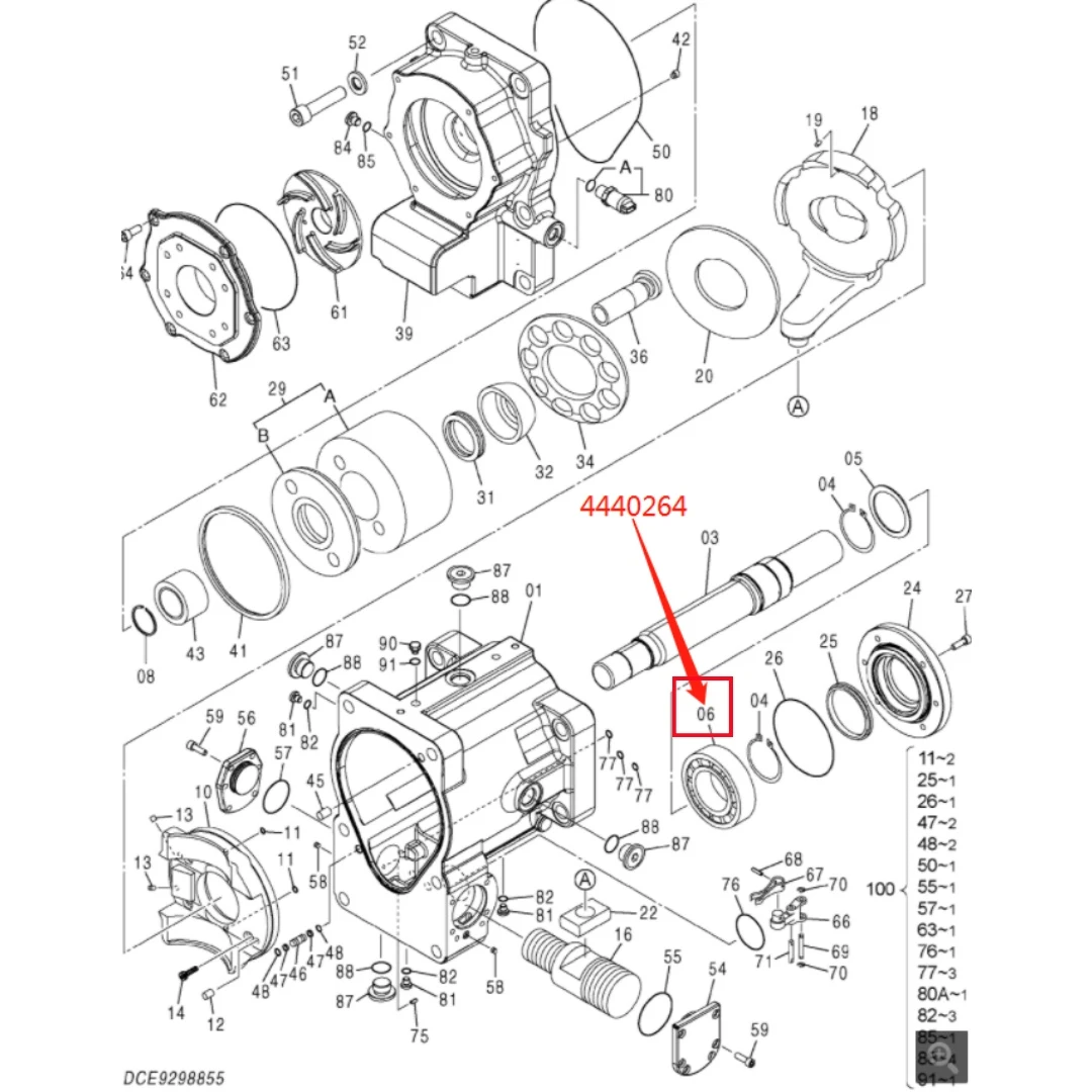 4440264 Original Excavator Hydraulic Main Pump Ball Bearing for ZX870-5