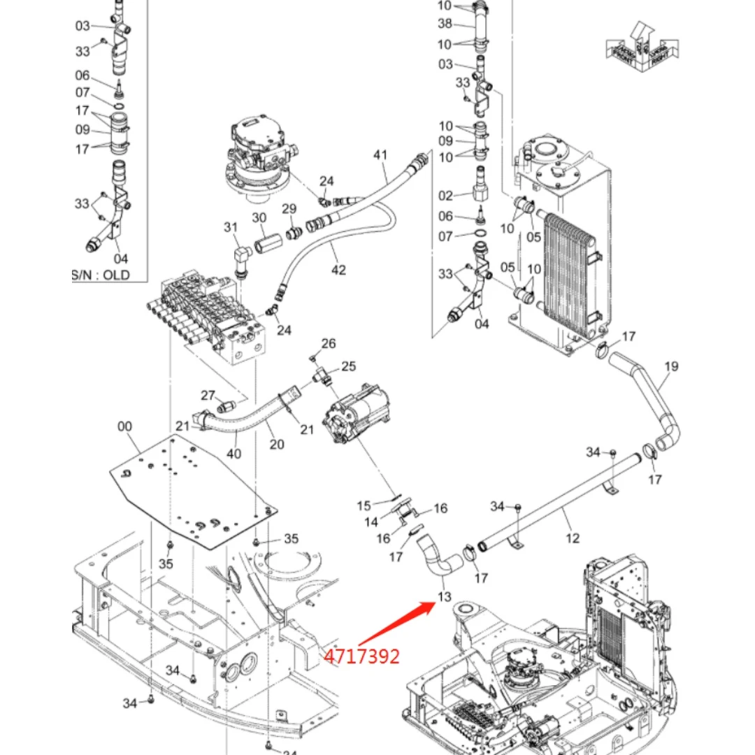 4717392 Original Excavator Rubber Hose Oil Pipe for ZX48-5A