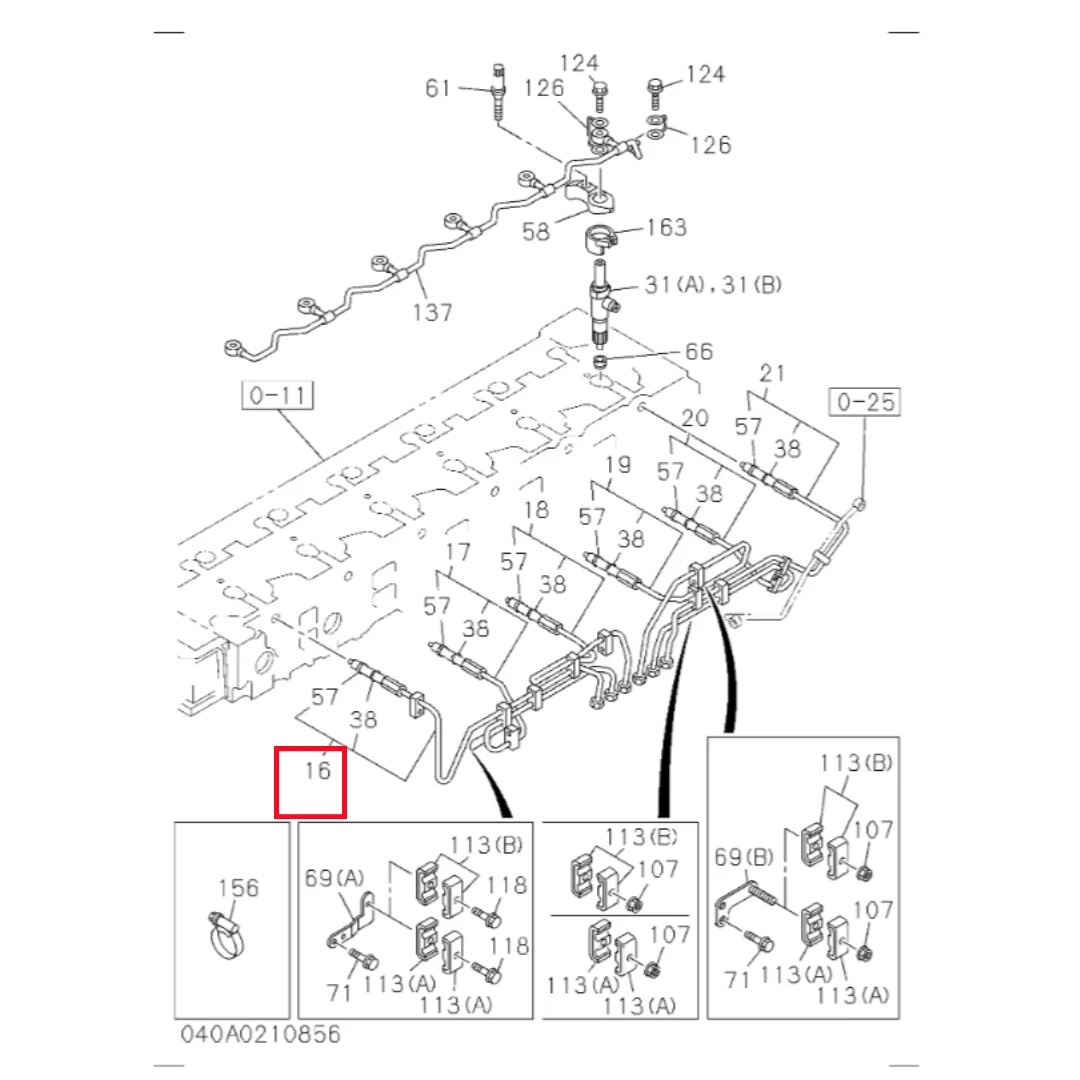 8975390830 Original 6WG1 Fuel injection pipe No.1 for Excavator