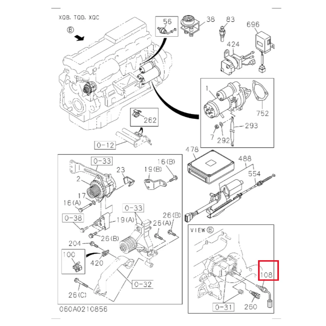 1831610330 Original Isuzu 6HK1 Engine Water Temperature Sensor