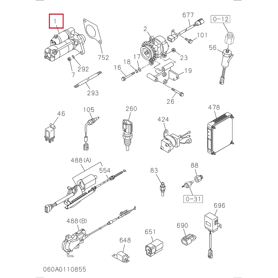 8980608540 Genuine Isuzu 6HK1 Starter Motor Assembly for Hitachi ZX330 ZX360 Excavator ﻿