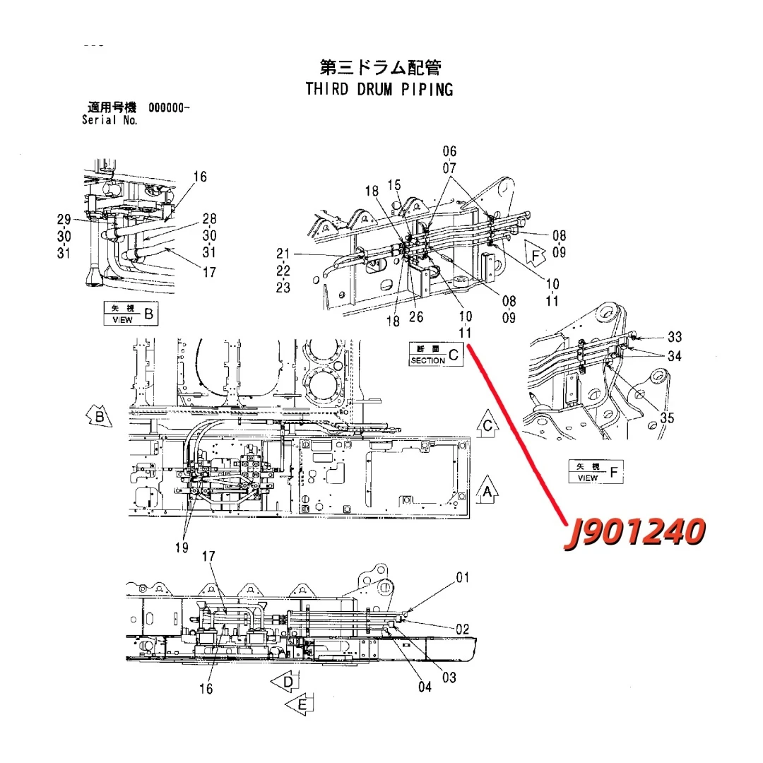 J901240 Original Excavator Parts Bolt for Hitachi ZX120 ZX200-3 ZX330 ZX330-3 ﻿