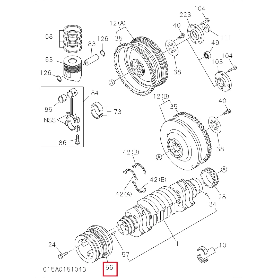 8973627472 Crankshaft Pulley for Isuzu 4HK1 Engine Hitachi Excavator Parts