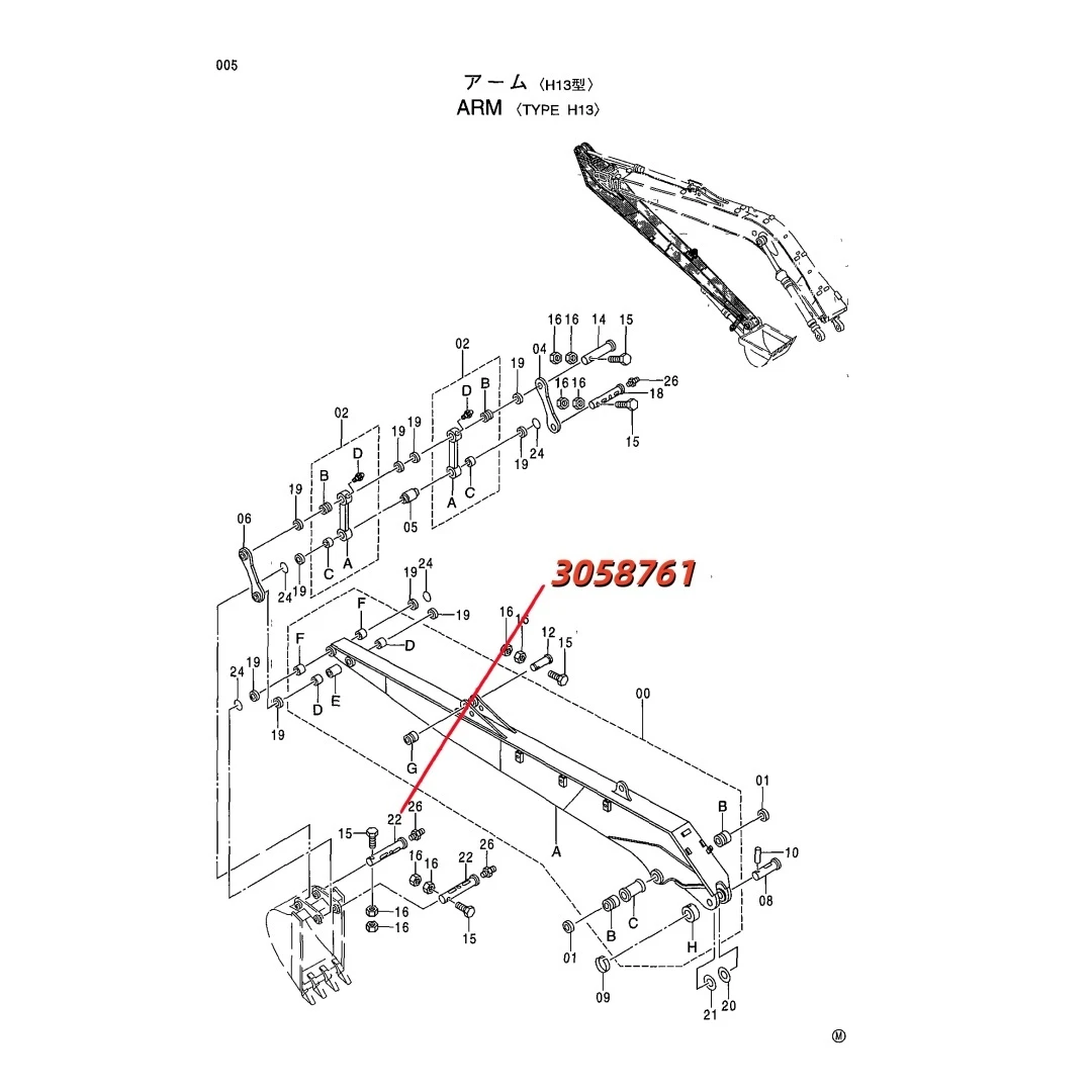 3058761 Original Excavator Parts Bucket Shaft Pin Shaft for ZX200-3G ZX200-5G ZX240-3G ZX270 ﻿