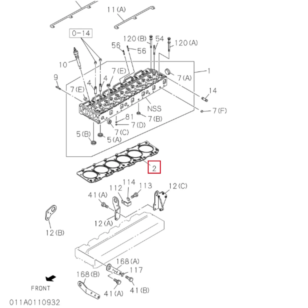 1111411961 Genuine Cylinder Head Gasket for Isuzu 6BG1 Engine Hitachi Excavator Parts