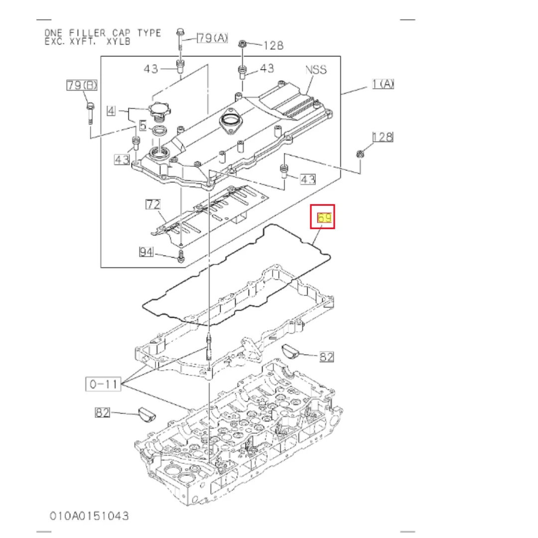 8978454830 Original Engine Isuzu 4HK1 Valve Cover Gasket for Excavator