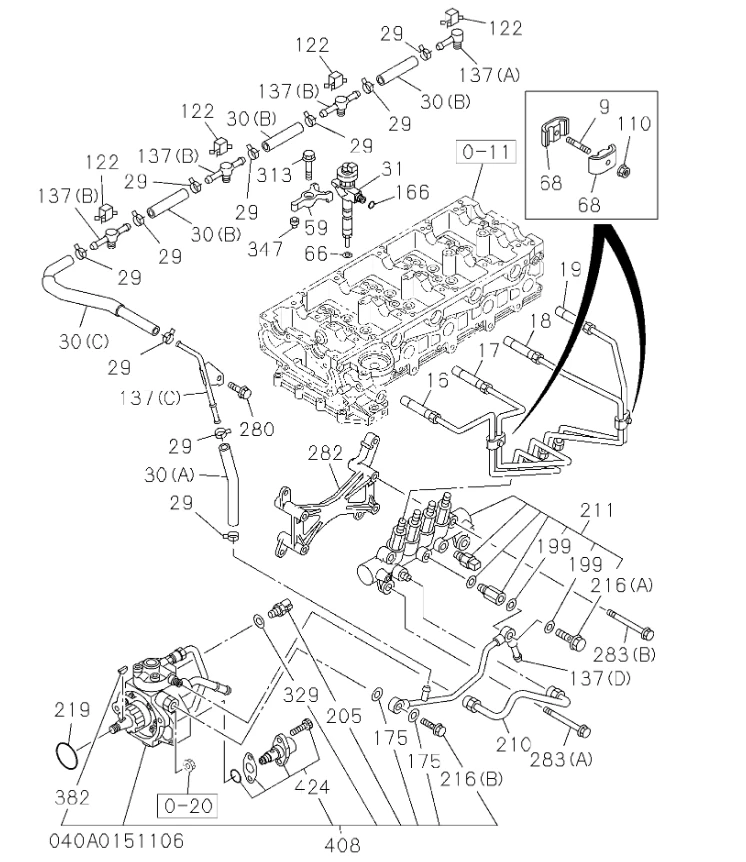 8980116045 Original Isuzu 4JJ1 Engine Fuel Injector for Excavator