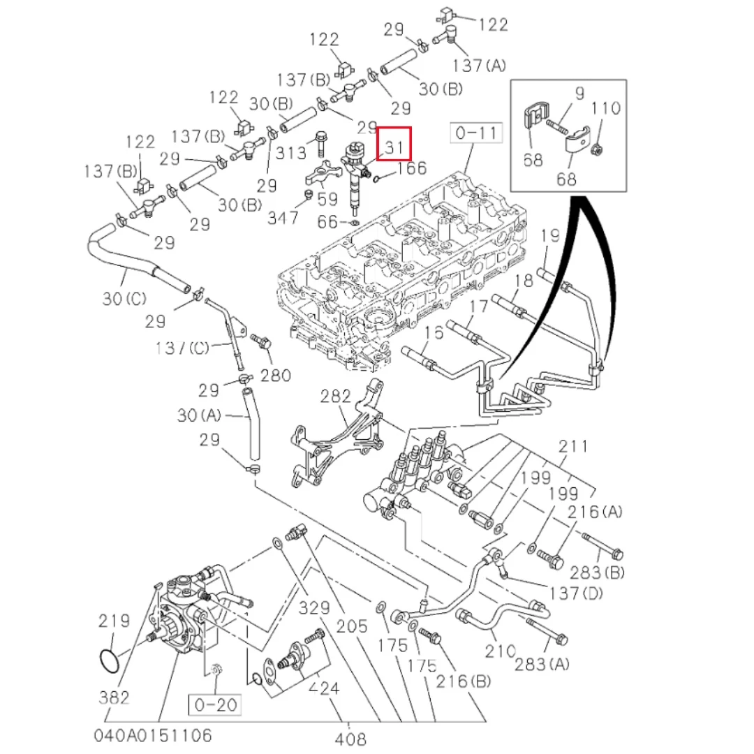 8980116045 Original Isuzu 4JJ1 Engine Fuel Injector for Excavator