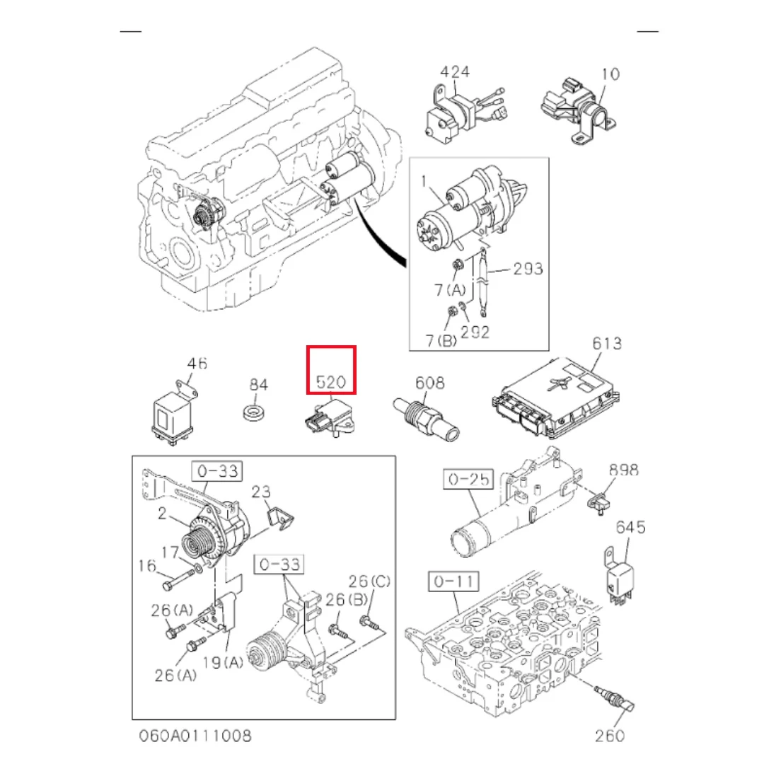 8976644410 Original Excavator Isuzu 6UZ1 Engine Intake Pressure Sensor