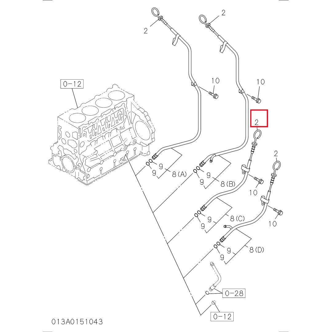 8973829561 Original Excavator Isuzu 4HK1 Engine Oil Dipstick