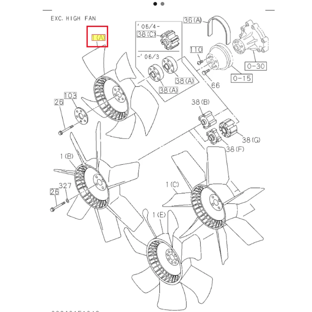 8980185072 Original Excavator Isuzu 4HK1 Engine Fan Blade