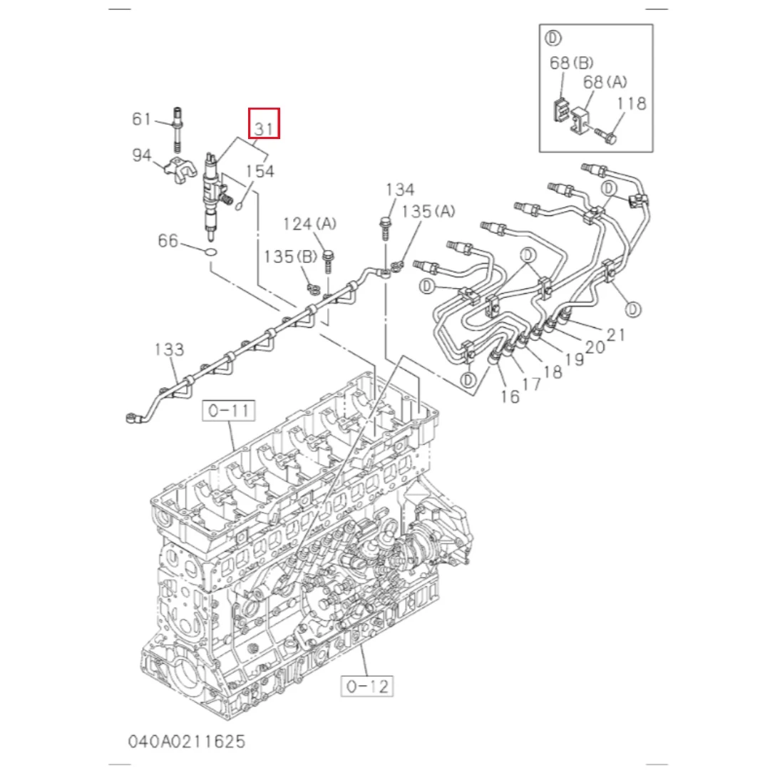 8982592870 Excavator 6UZ1 Engine Fuel Injector for Hitachi ZX490-5A