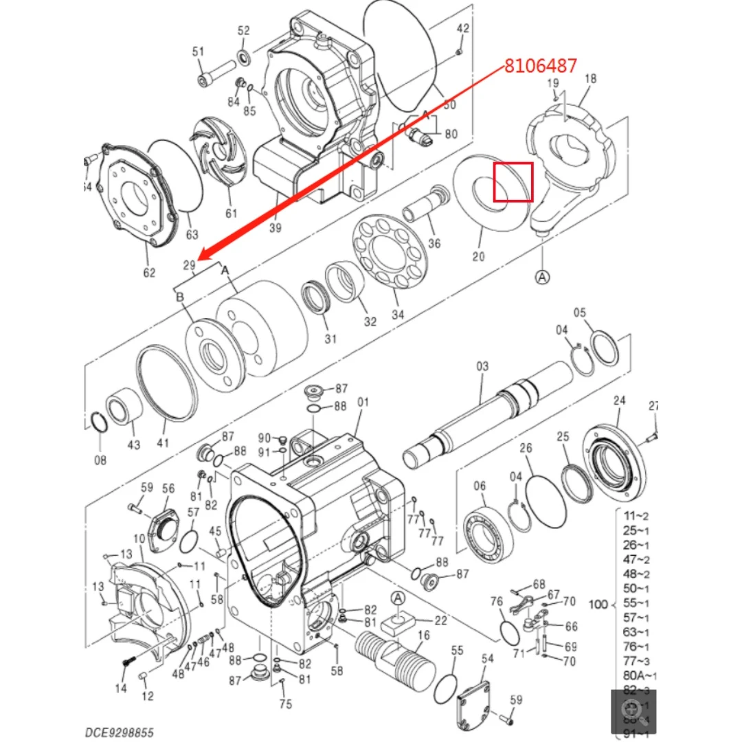 8106487 Original Excavator Hydraulic Main Pump Cylinder Block Rotor for ZX670-5B ZX690-5A ZX870-5G Z