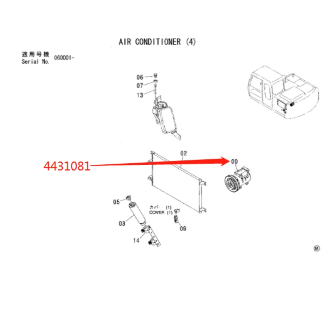 4431081 Excavator air Conditioning Compressor 4469049 for ZX110 ZX120