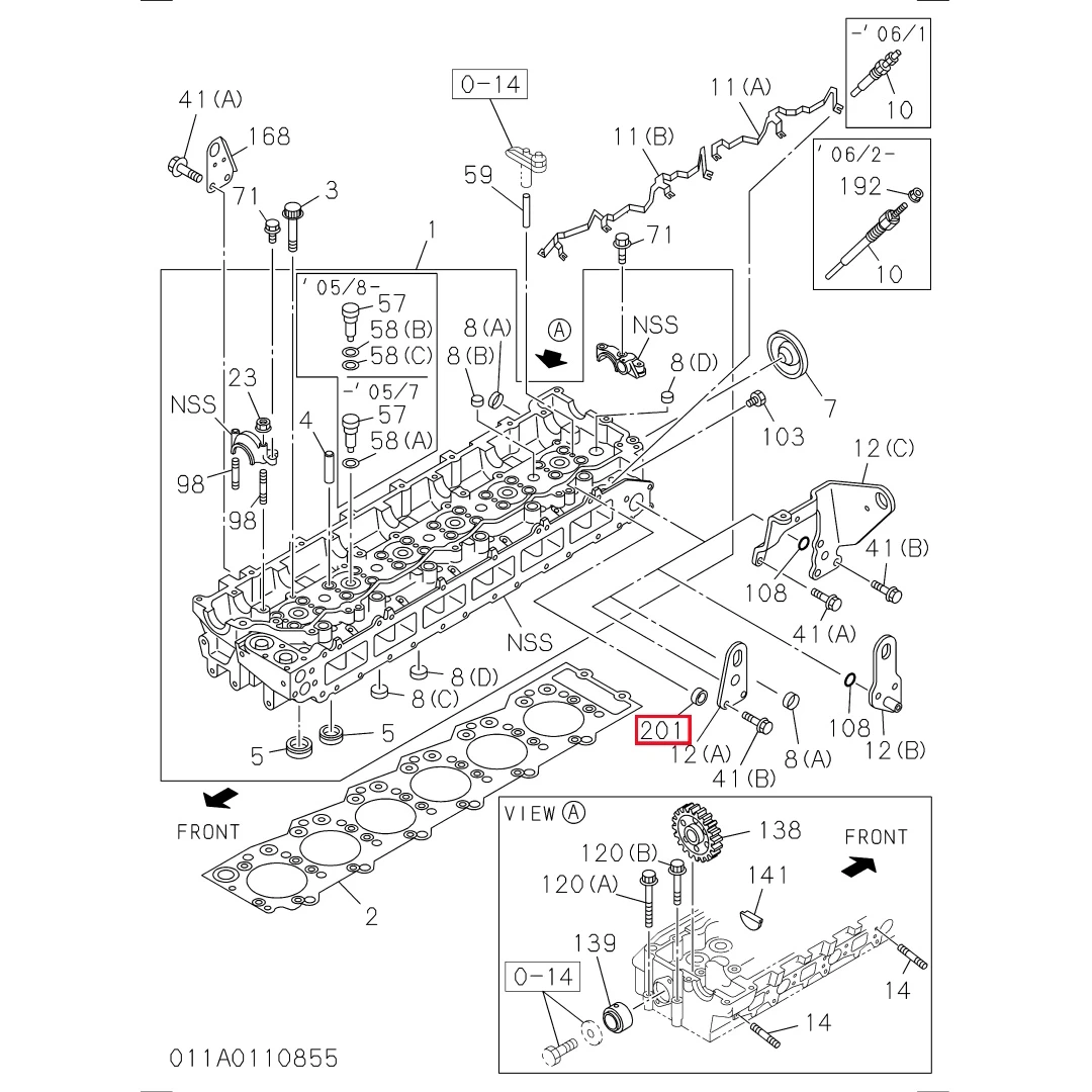 1096390340 Excavator Nozzle Holder Seal Injector O-Ring for Isuzu 4HK1 6HK1 6WG1 Engine Parts