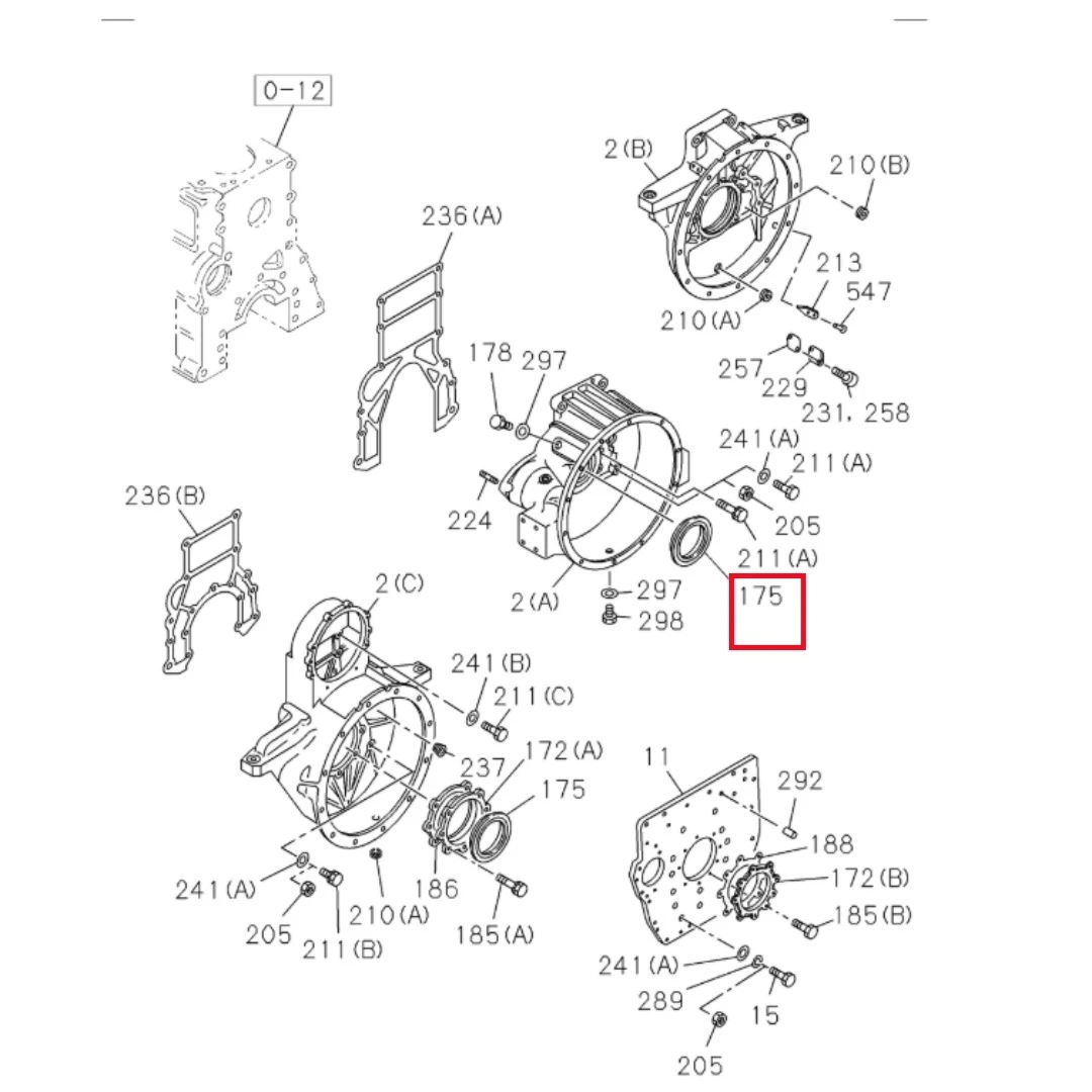 1096254391 Crankshaft Rear Oil Seal for Isuzu 6BD1 6BG1 Engine Excavator Parts