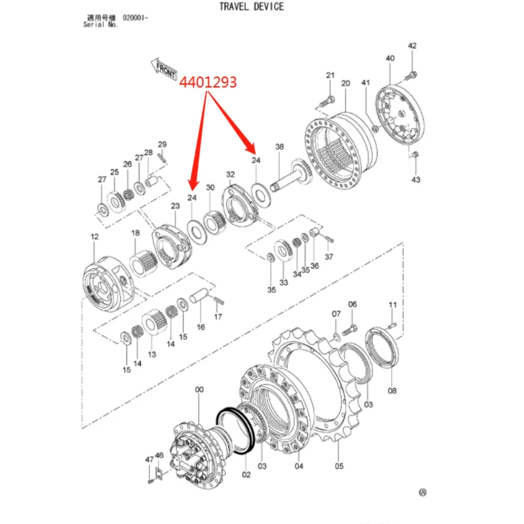 4401293 Original Excavator Gearbox Gasket 4191979 for Hitachi ZX200 ZX230 ZX330 ZX450
