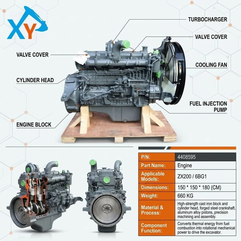 4408595 The Isuzu original 6BG1 engine is used in Hitachi ZX200 excavators.