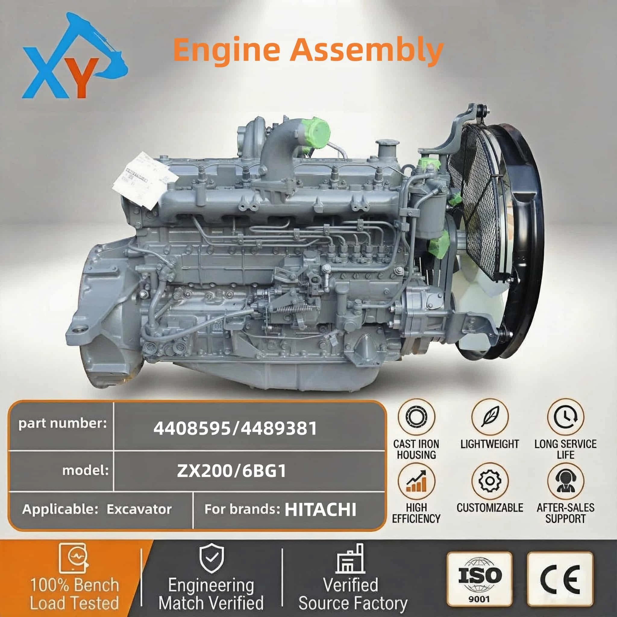 4408595 The Isuzu original 6BG1 engine is used in Hitachi ZX200 excavators.